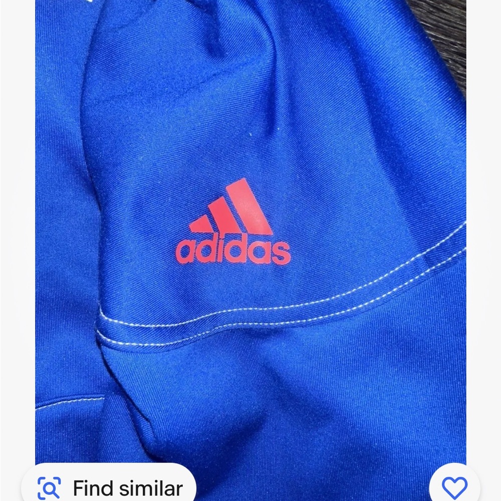 Adidas Kansas Jayhawks Sweater Hoodie Mens 2XL Blue Red Colorblock Pullover - Picture 4 of 8